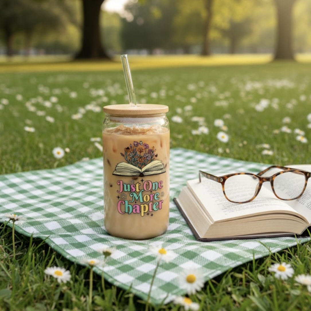 16oz Bookish Reading Glass with Lid & Straw Aesthetic Iced Coffee Cup for Teachers, Librarians & Book Lovers - Image 6