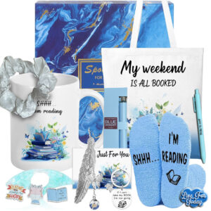 Blue Book Lover Gift Box Cozy Reading Essentials Set for Women, Readers & Bookworms