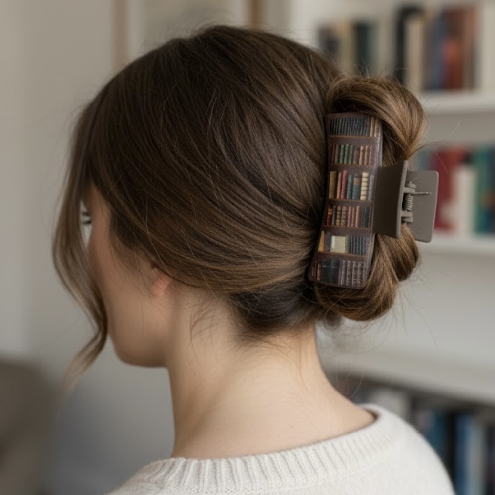 Book Lover Hair Claw Large Book-Stack Clip for Readers & Aesthetic Hairstyles - Image 7