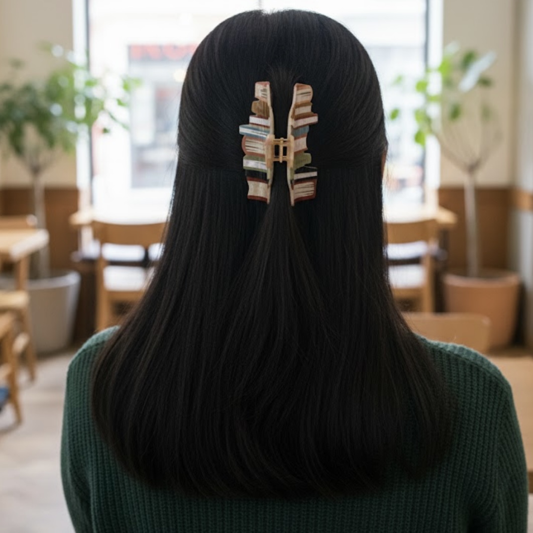 Book Lover Hair Claw Clip | Aesthetic Book-Stack Hair Accessory for Readers, Students & Librarian Gifts - Image 3