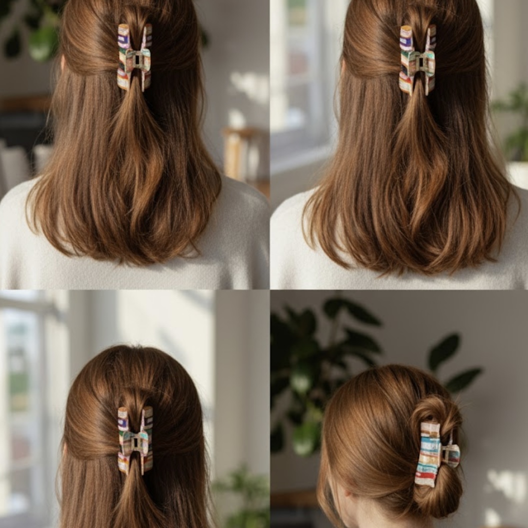 Book Lover Hair Claw Clip | Aesthetic Book-Stack Hair Accessory for Readers, Students & Librarian Gifts