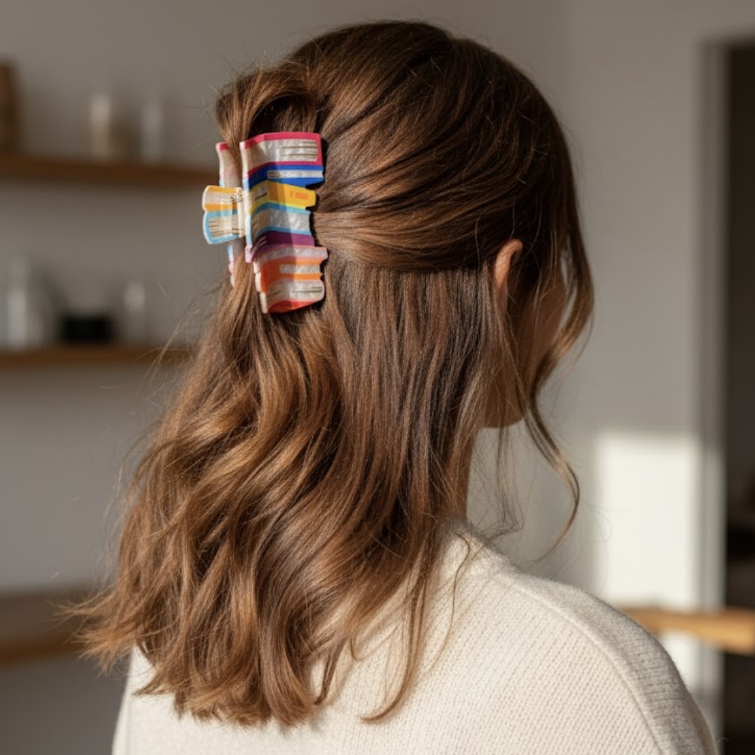 Book Lover Hair Claw Clip | Aesthetic Book-Stack Hair Accessory for Readers, Students & Librarian Gifts - Image 2