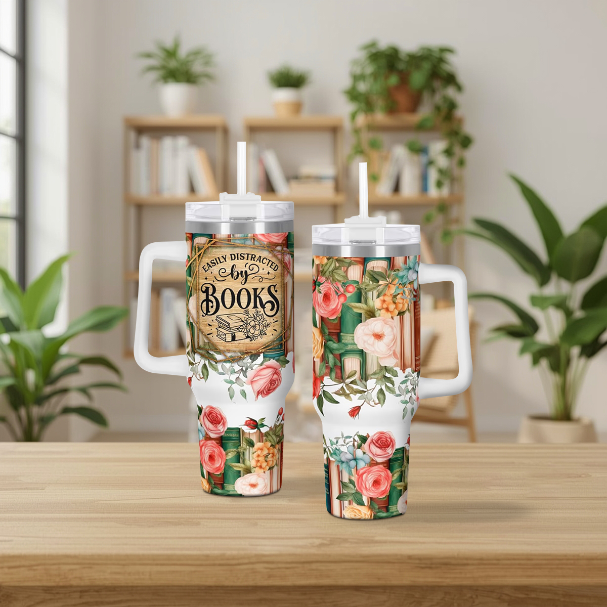 Book Lover Insulated Tumbler with Handle - Image 2