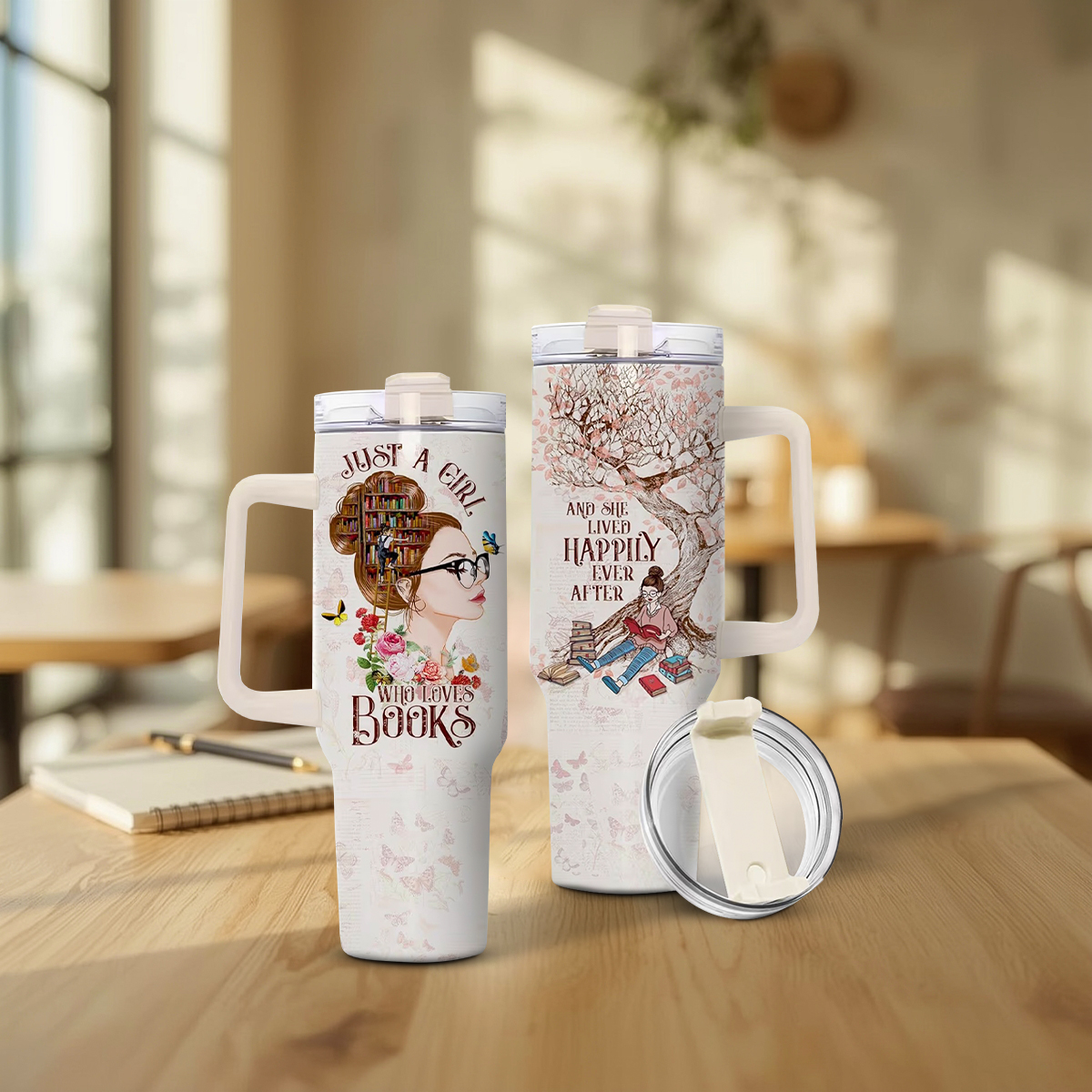 Book Lover Insulated Tumbler with Handle - Image 10