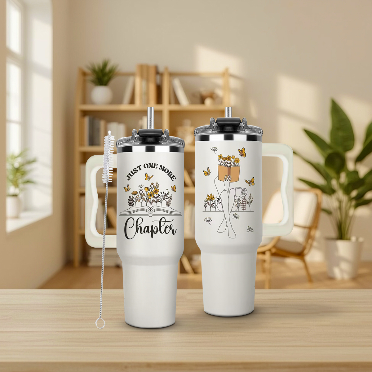 Book Lover Insulated Tumbler with Handle - Image 3