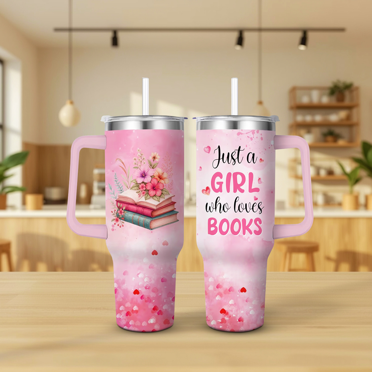 Book Lover Insulated Tumbler with Handle - Image 5