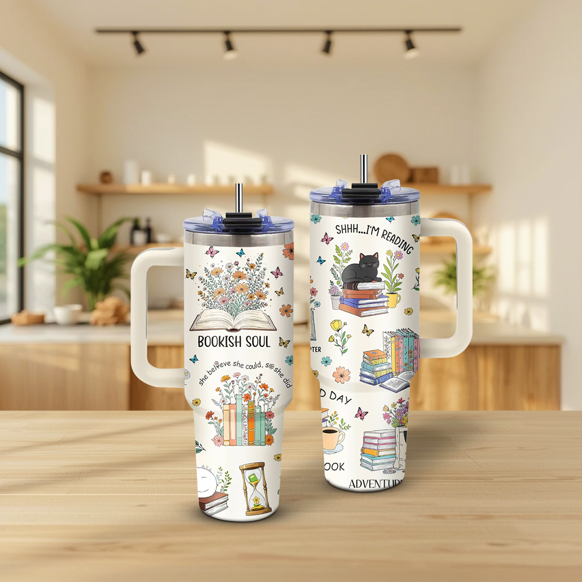 Book Lover Insulated Tumbler with Handle - Image 8