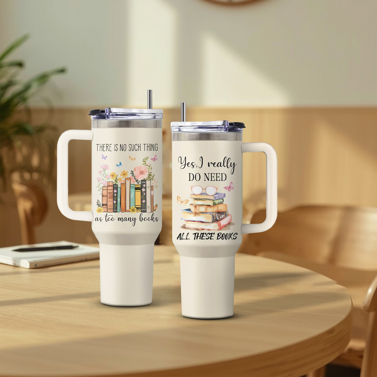 Book Lover Insulated Tumbler with Handle - Image 9
