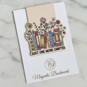 Magnetic Aesthetic Page Marker: “Just One More Chapter” Floral Bookshelf