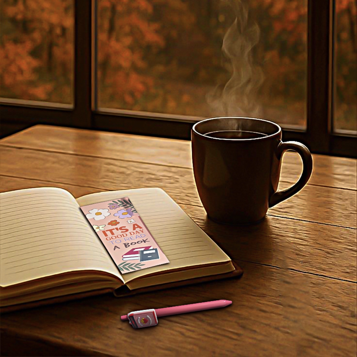 Bookmark & Pen Gift Set: "It's a Good Day to Read a Book" Pink - Image 3