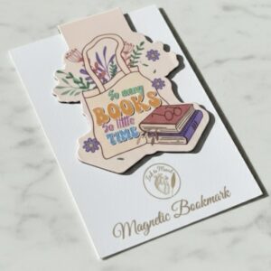 Magnetic Aesthetic Page Marker: “So Many Books, So Little Time” Flower Bag