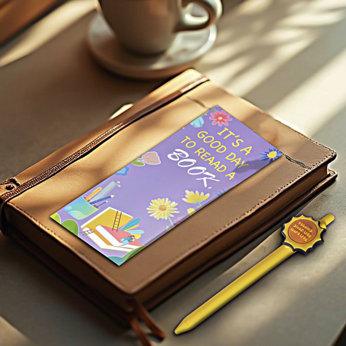 Bookmark & Pen Gift Set: "It's A Good Day to Read a Book" Purple - Image 2