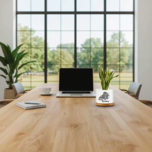 Bookworm Ceramic Succulent Planter with Bamboo Tray