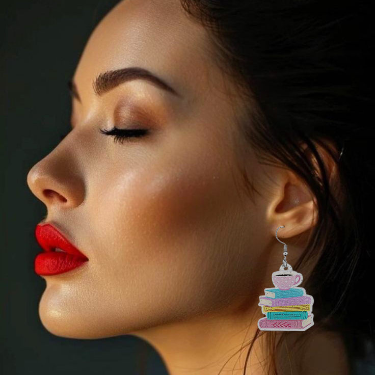 Bookish Girlie Acrylic Earrings - Image 2