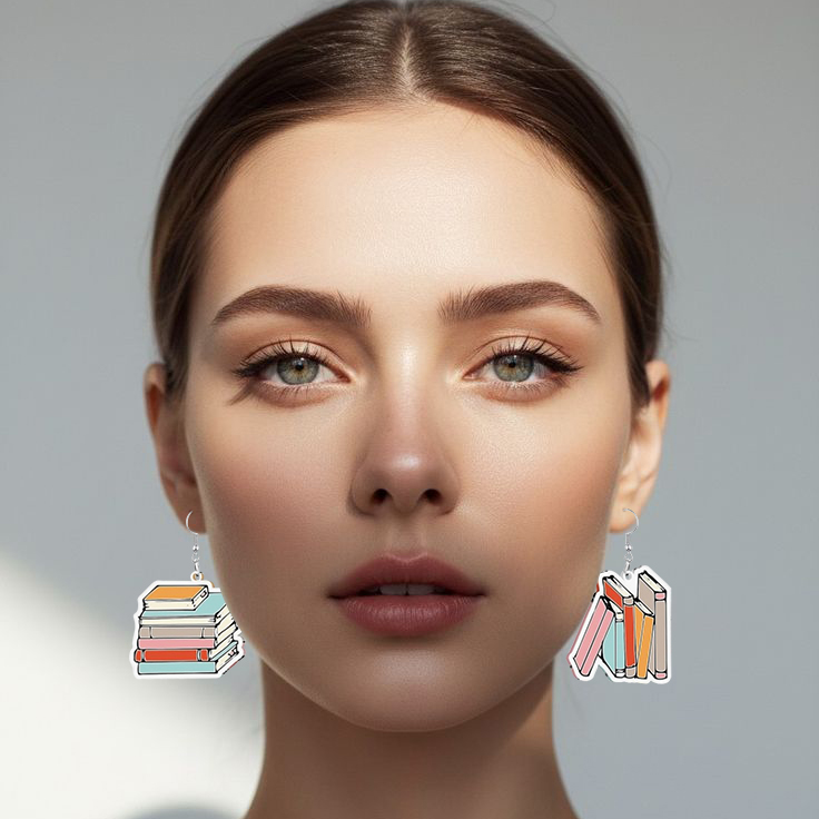 Book Lover Acrylic Dangle Earrings - Image 4