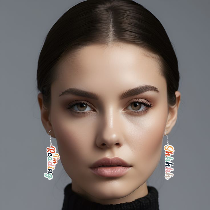 Book Lover Acrylic Dangle Earrings - Image 3