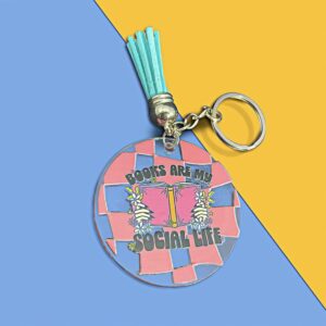 Book Lover Acrylic Keychain with Tassel: Bookish Quote Charm